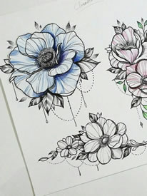 一列15篇彩色花卉花朵cq9电子手稿制图案素材