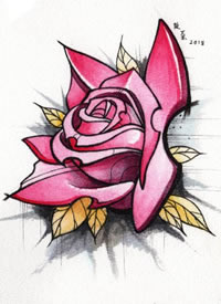 漂亮的一列炫彩玫瑰花cq9电子手稿制图片