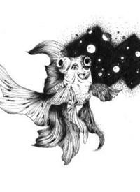 黑白色的一列创意小鱼cq9电子手稿制图