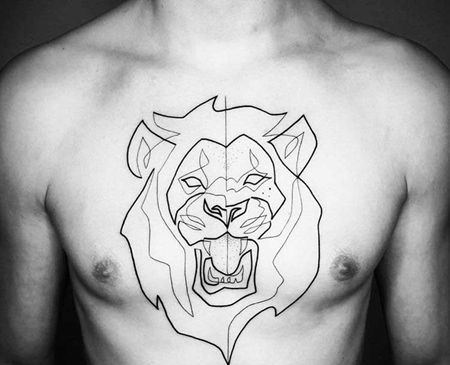 简约 胸部 线条 狮子