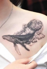 鲸鱼刺青 9款黑灰适合女生的点刺鲸鱼cq9电子制图片